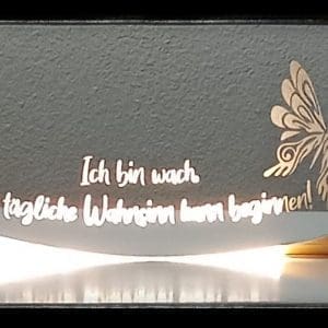 Hängespiegel mit Gravur und Spruch